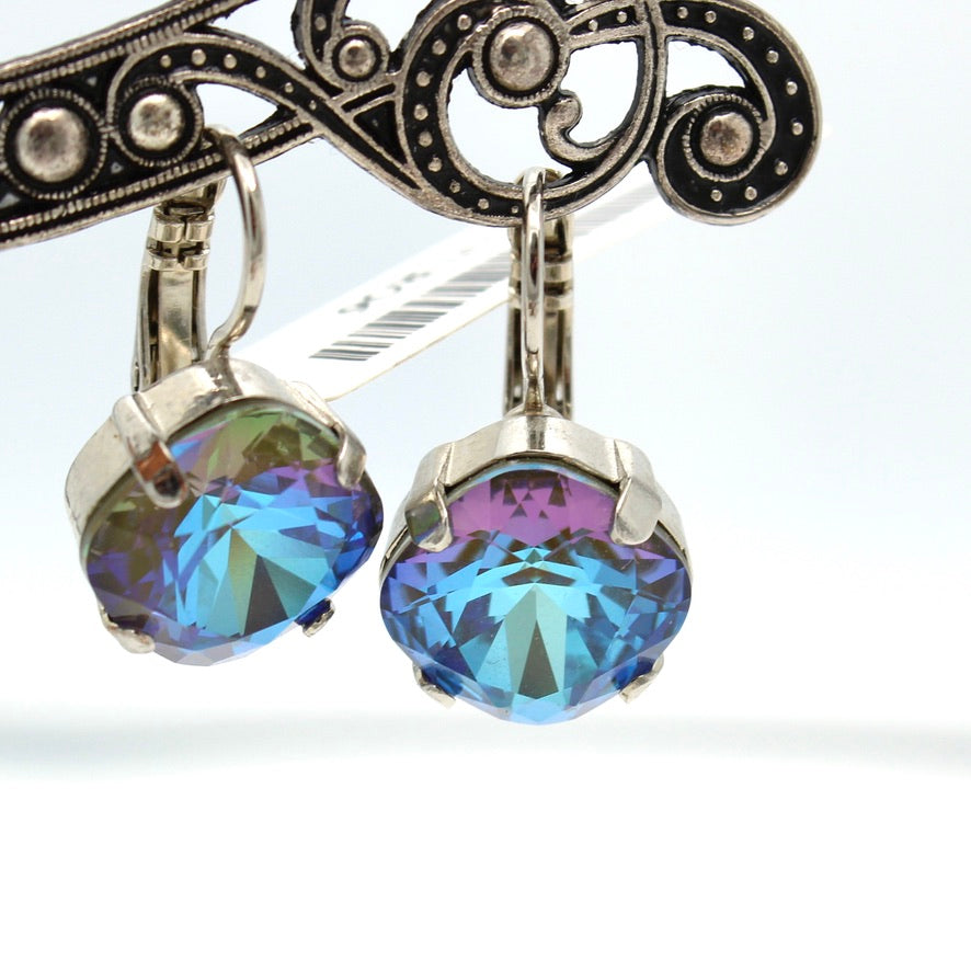 Midnight 12MM Cushion Cut Leverback Earrings