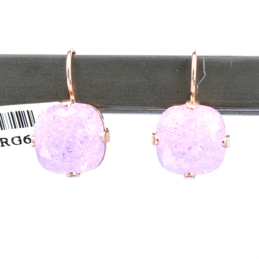 Violet Ice 12MM Cushion Cut Earrings in Rose Gold