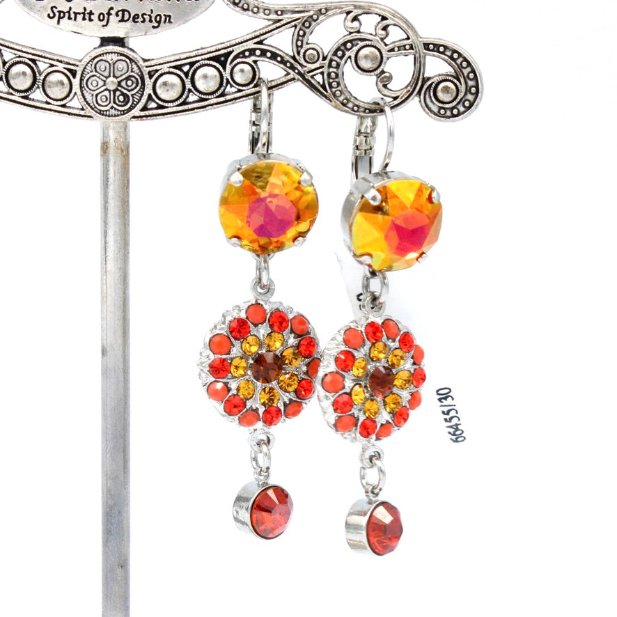 Pumpkin Spice Guardian Angel and Cushion Cut Dangle Earrings