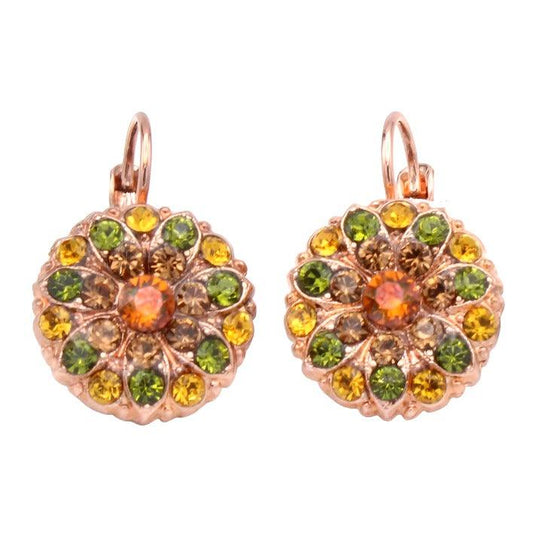 Olivine and Smoked Topaz Guardian Angel Earrings in Rose Gold