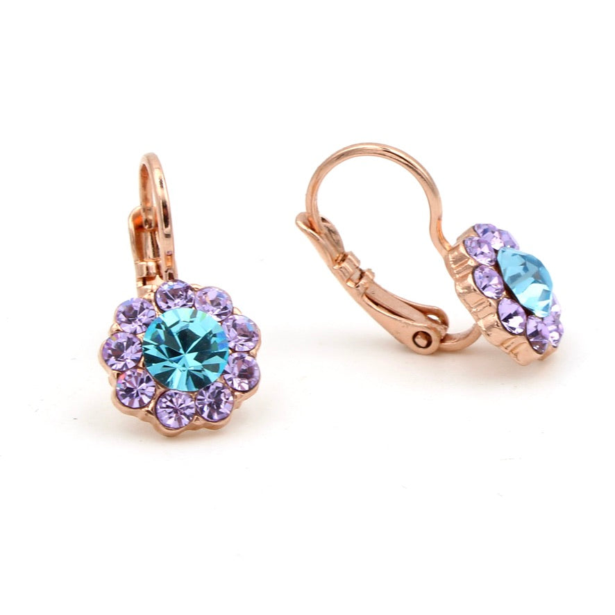 Electric Blue Collection Medium Flower Earrings in Rose Gold - MaryTyke's