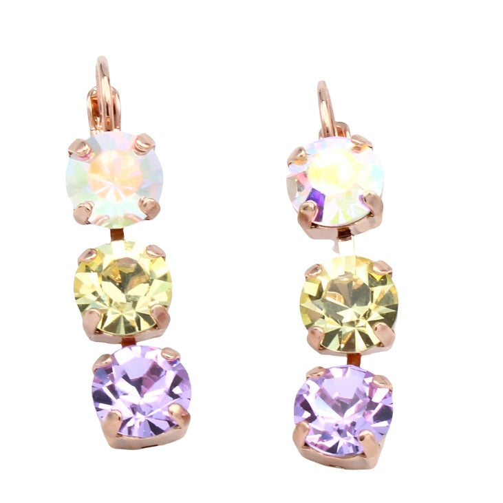 Dawn Collection Medium Everyday Triple Stone Earrings in Rose Gold