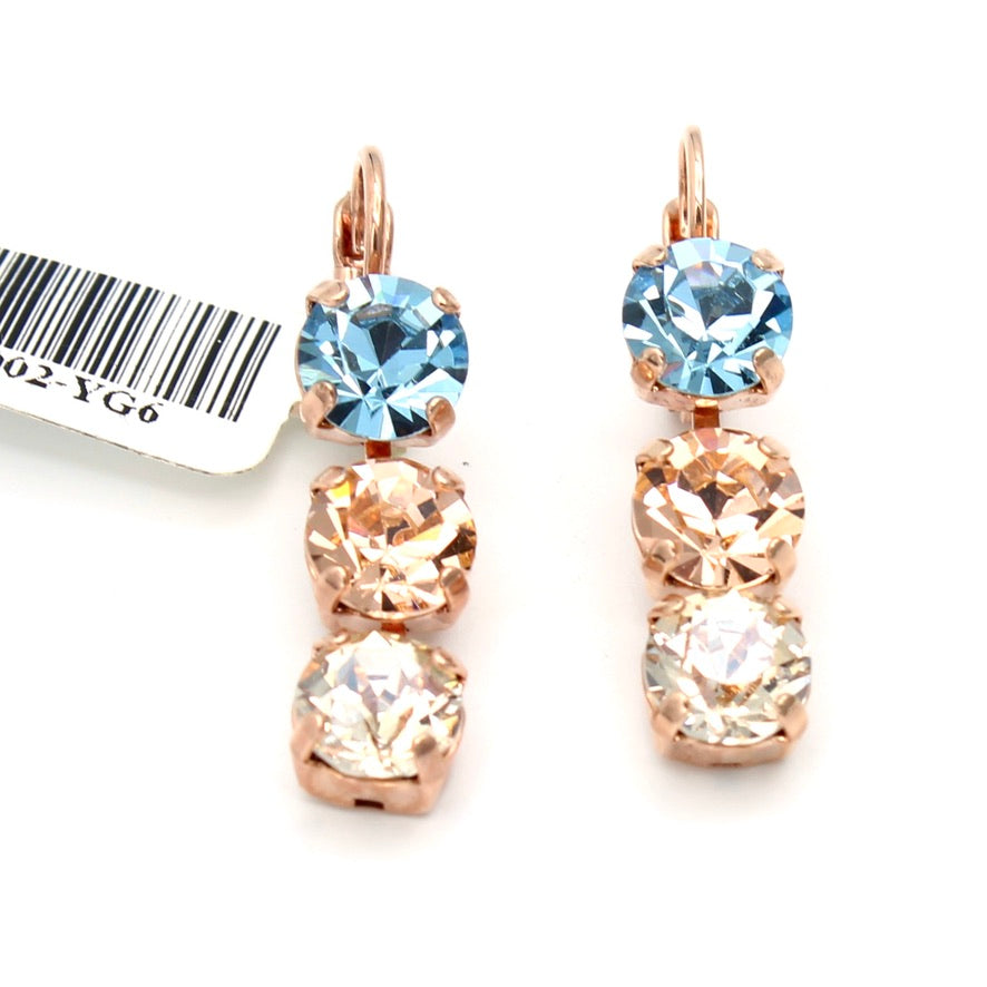 First Toast Collection Medium Triple Stone Earrings in Rose Gold