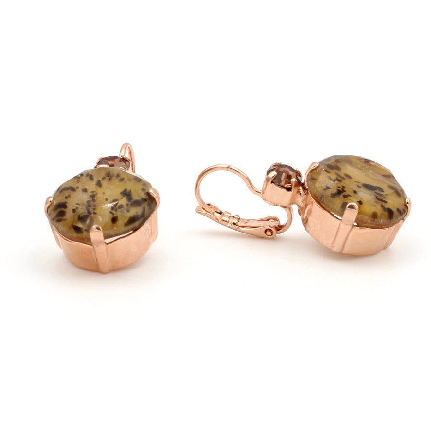 Leopard Drop Leverback Earrings in Rose Gold - MaryTyke's