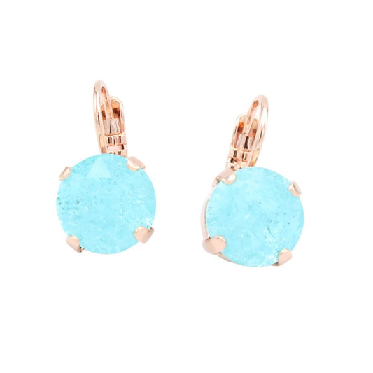 Aqua Ice 10MM Crystal Earrings in Rose Gold