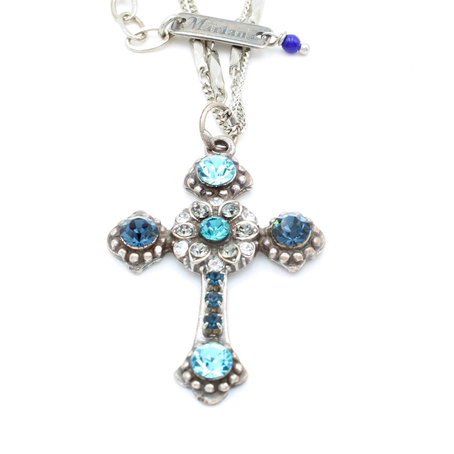 Frost Collection Double Chain Cross Pendant Necklace