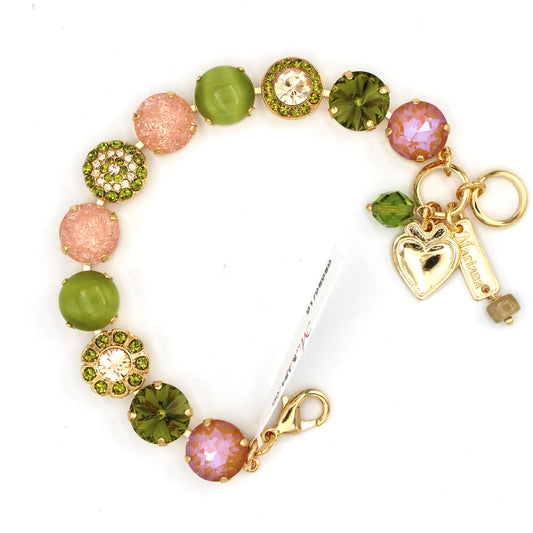 Olive Garnish Collection Large Pave' and Rosette Bracelet in Gold