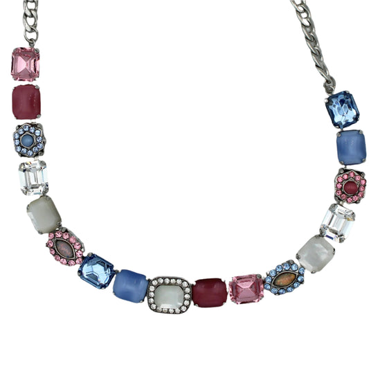 Soft Pastels Rectangular Crystal Necklace