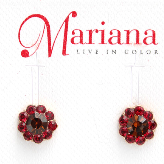 Siam Red Must-Have Post Flower Earrings in Rose Gold - MaryTyke's