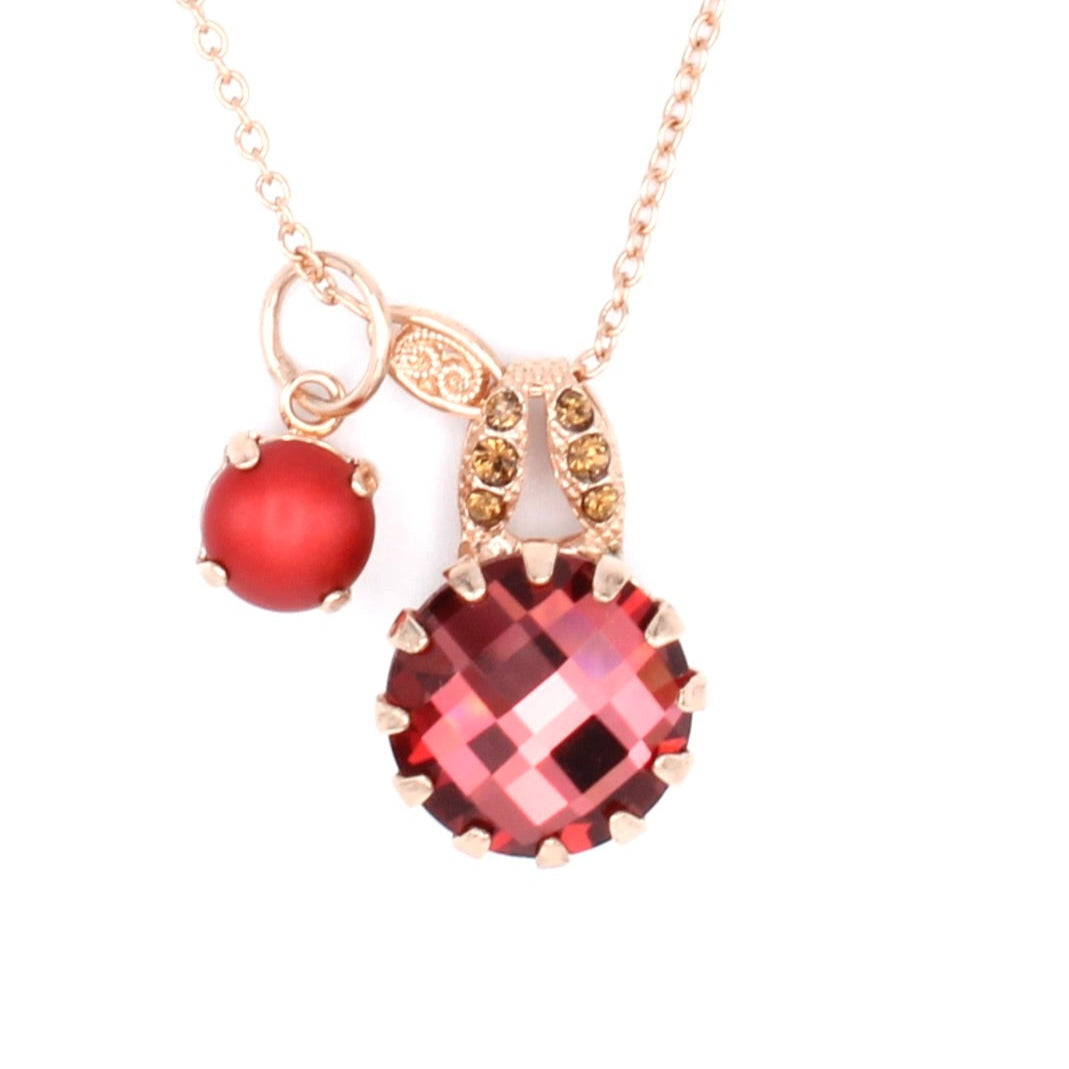 Bonfire Collection Double Stone Pendant Necklace in Rose Gold