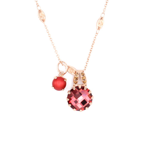 Bonfire Collection Double Stone Pendant Necklace in Rose Gold