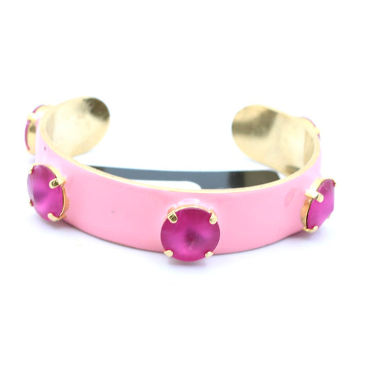 Linsey Cuff in Light Pink with Fuchsia Crystals by Tova
