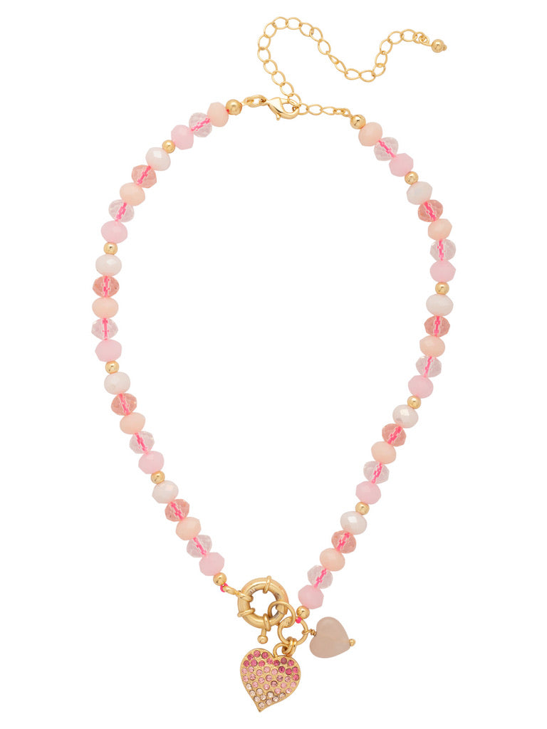 Big Flirt Beaded Pave Heart Pendant Necklace by Sorrelli
