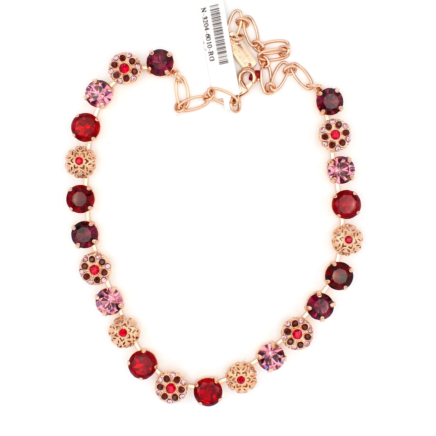 Cranberry Crush Collection Large Embellished Necklace in Rose Gold