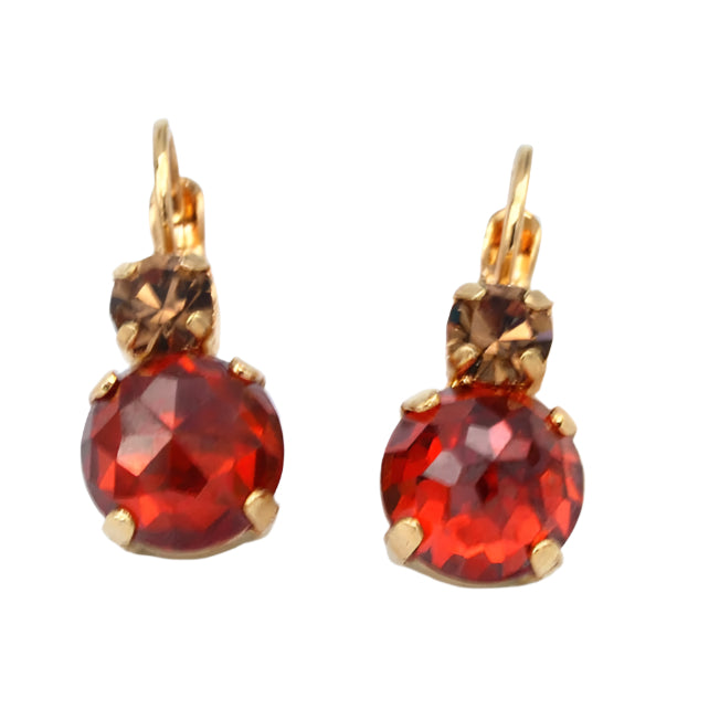 Bonfire Large Double Stone Leverback Earrings in Gold