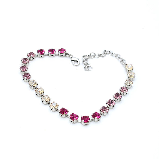 Pink Ankle Bracelet in Silver