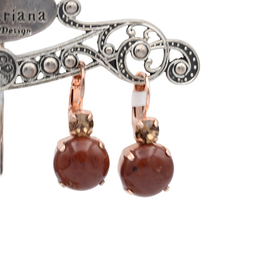 Mariana Large Double Stone Earrings in Rose Gold