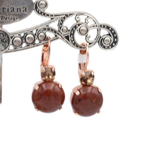 Mariana Large Double Stone Earrings in Rose Gold