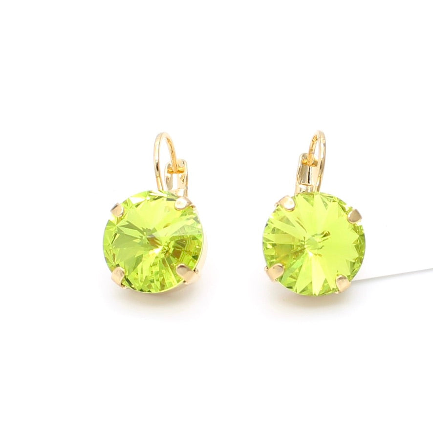 Lemon Lime Rivoli Earrings in Gold