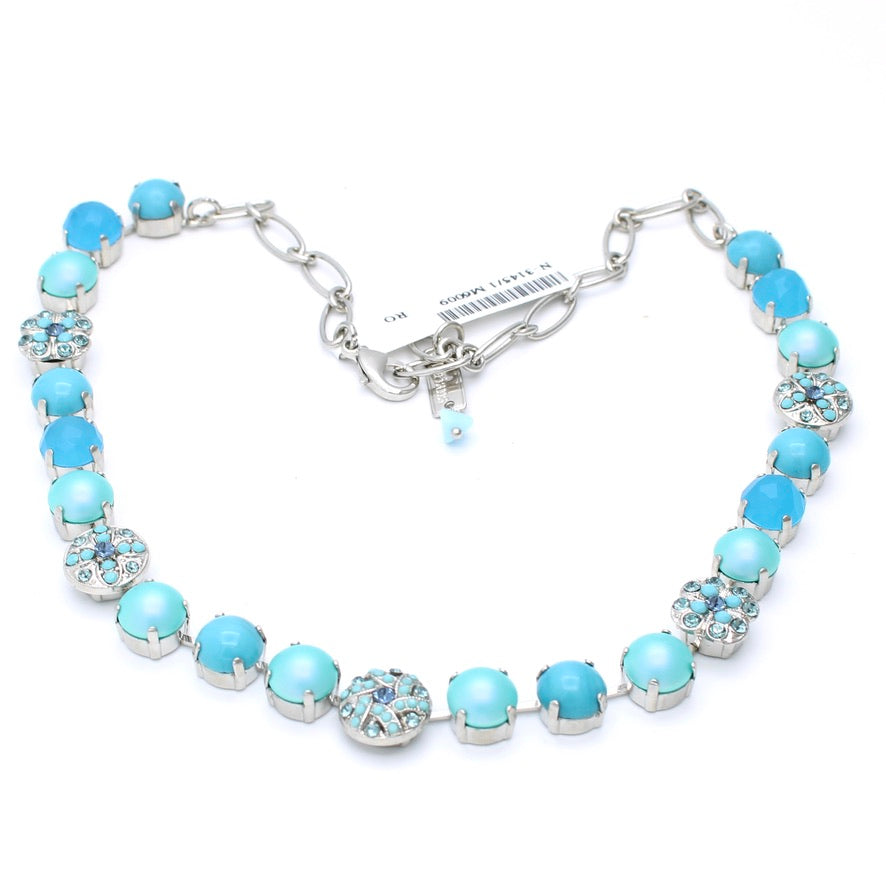 Crystal Blue Large Swirl Cluster Necklace