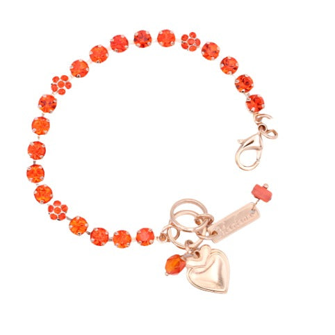 Orange Petite Flower Bracelet in Rose Gold