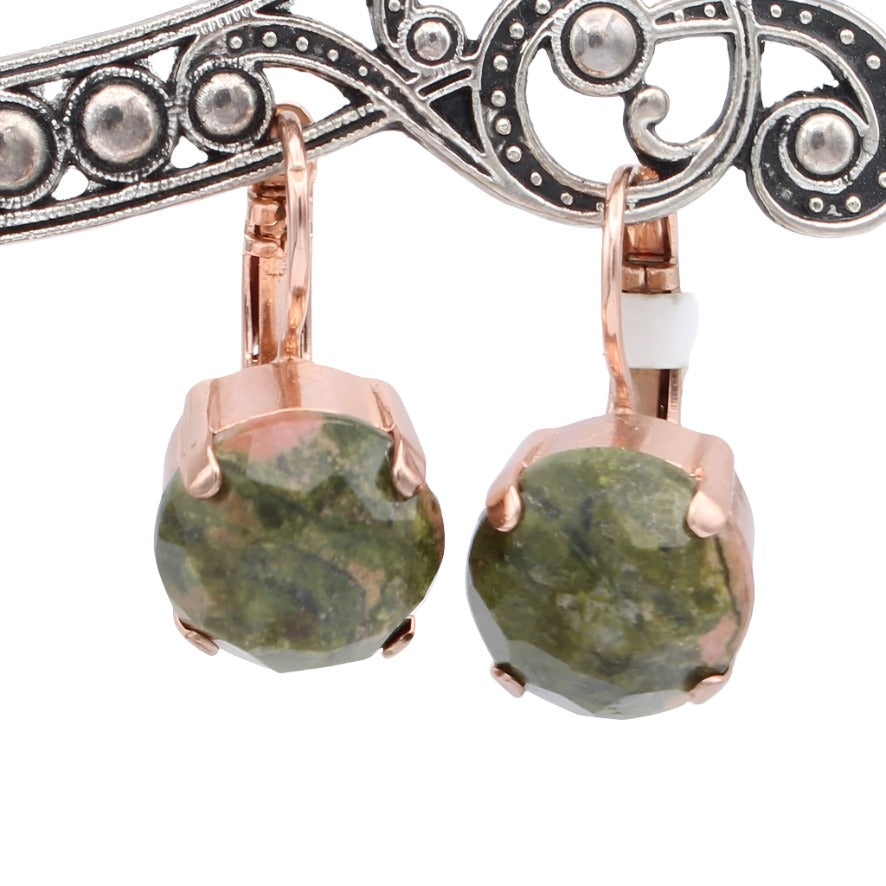 Mariana Mineral Leverback Earrings in Rose Gold