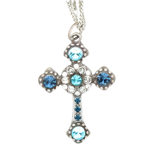 Frost Collection Double Chain Cross Pendant Necklace