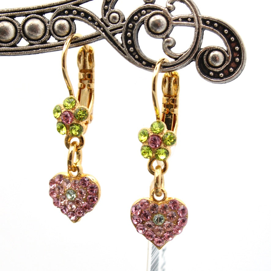 Parasol Collection Petite Flower and Heart Earrings in Gold