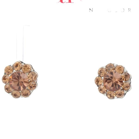 Smoked Topaz Post Flower Earrings in Rose Gold -STUD