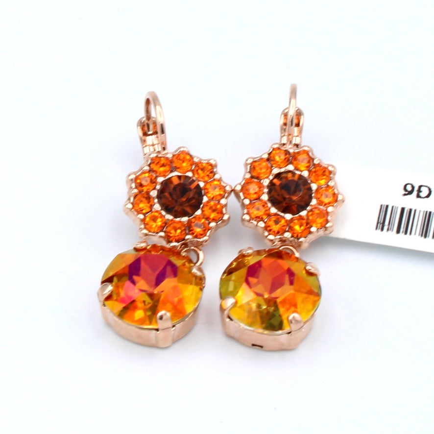 Pumpkin Spice Large Rosette Dangle Earrings in Rose Gold