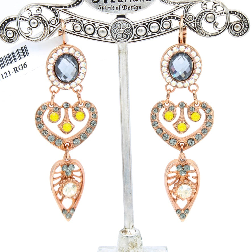 Painted Lady Collection Oval and Heart Earrings in Rose Gold