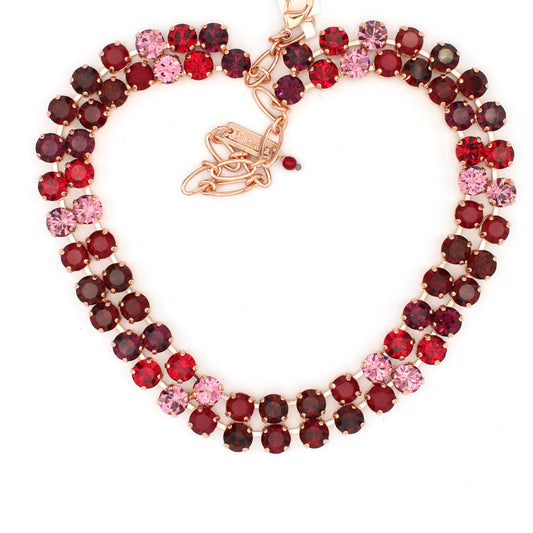 Cranberry Crush Double Strand Statement Necklace in Rose Gold