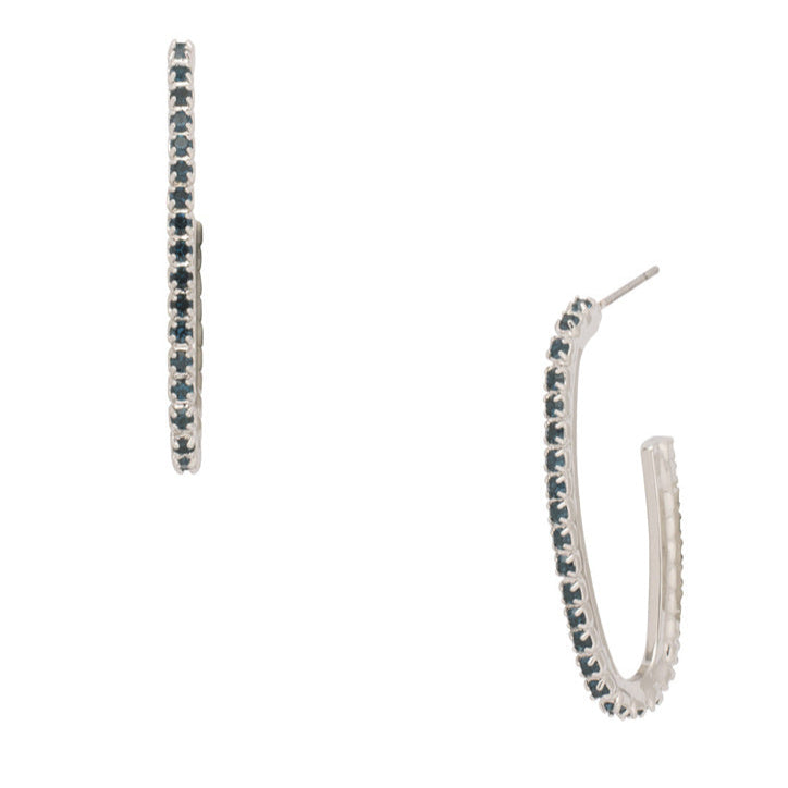 Oblong blue hoop earrings - posts