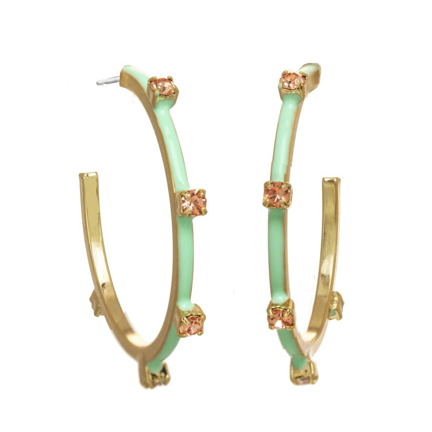 Everly Hoops in Mint/Peach