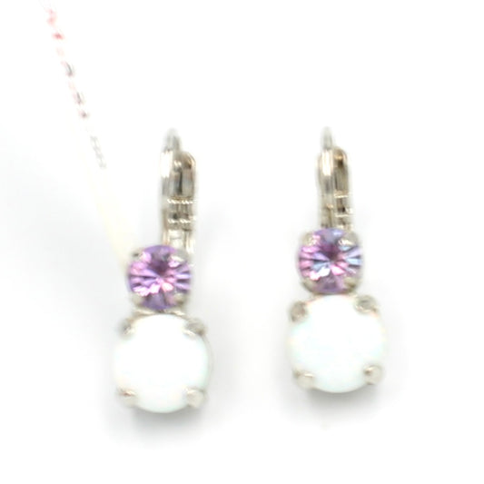 Synthetic White opal and Light Vitral Medium Double Stone Earrings