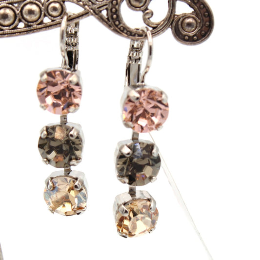 Champagne Kisses Three Stone Earrings in Rhodium