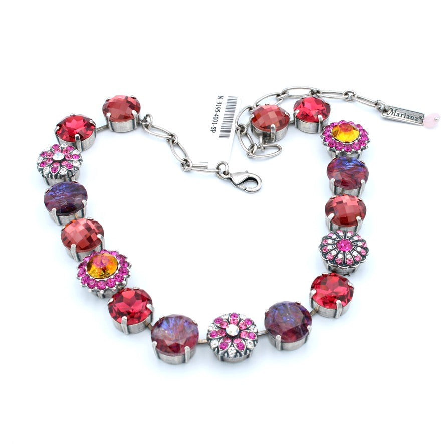 Bougainvillea Collection Extra Luxurious Blossom Necklace in Silver