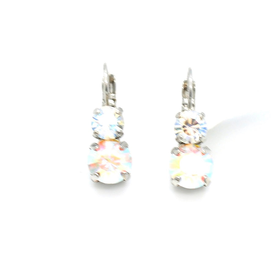 Crystal AB and Clear Medium Double Stone Earrings by Mariana
