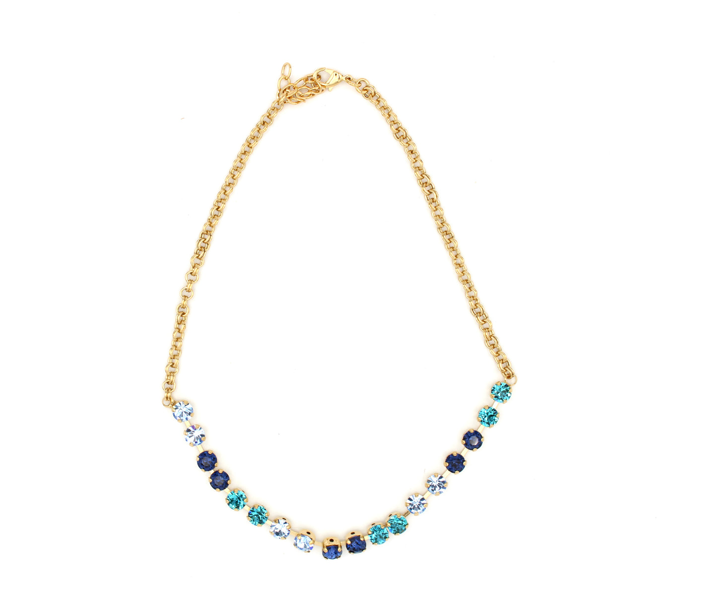 Multi Blue 7MM Everyday Necklace in Yellow Gold by LaHola