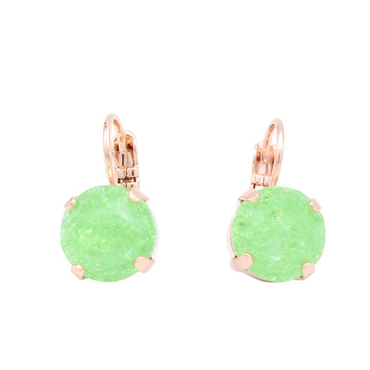 Peridot Ice 10MM Round Earrings In Rose Gold