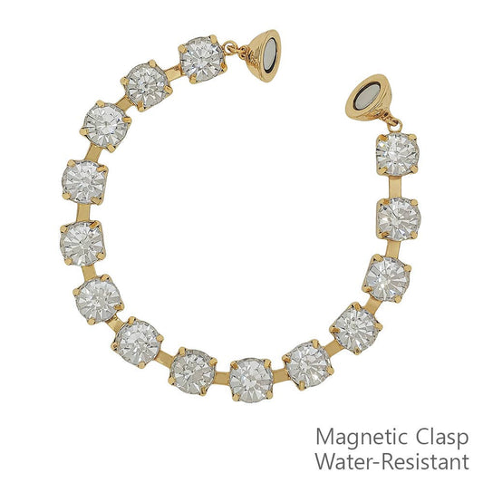 Water Resistant 8MM Clear Crystal Stone with Magnetic Closure Bracelet