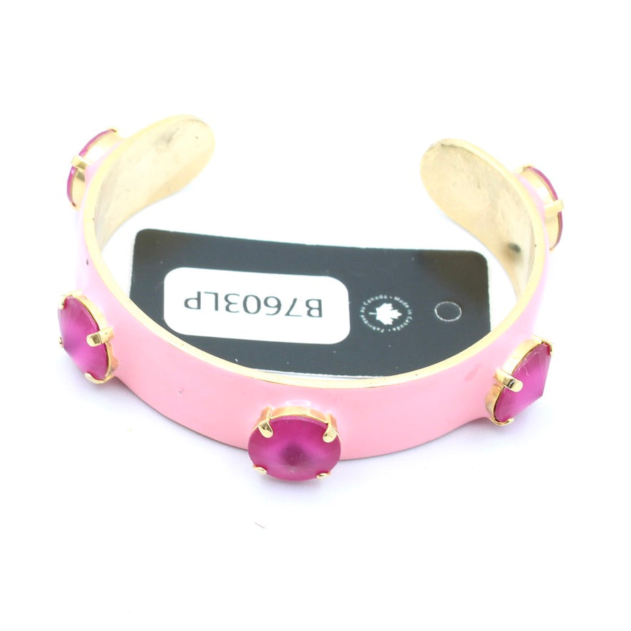 Linsey Cuff in Light Pink with Fuchsia Crystals by Tova