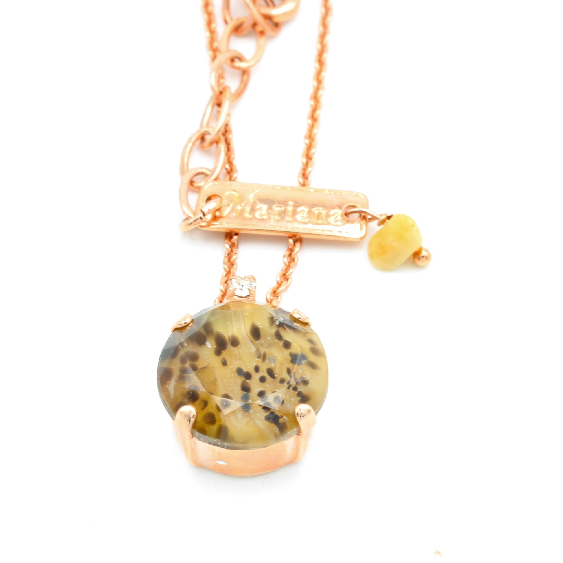 Cheetah Large Round Pendant Necklace in Rose Gold - MaryTyke's