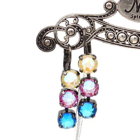 Lollipop Collection 7MM Triple Crystal Earrings in Black Plating
