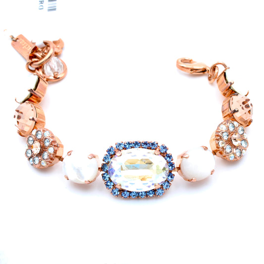 Dancing in the Moonlight Collection Oval Halo Bracelet in Rose Gold