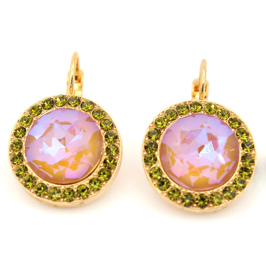 Olive Garnish Halo Earrings In Gold