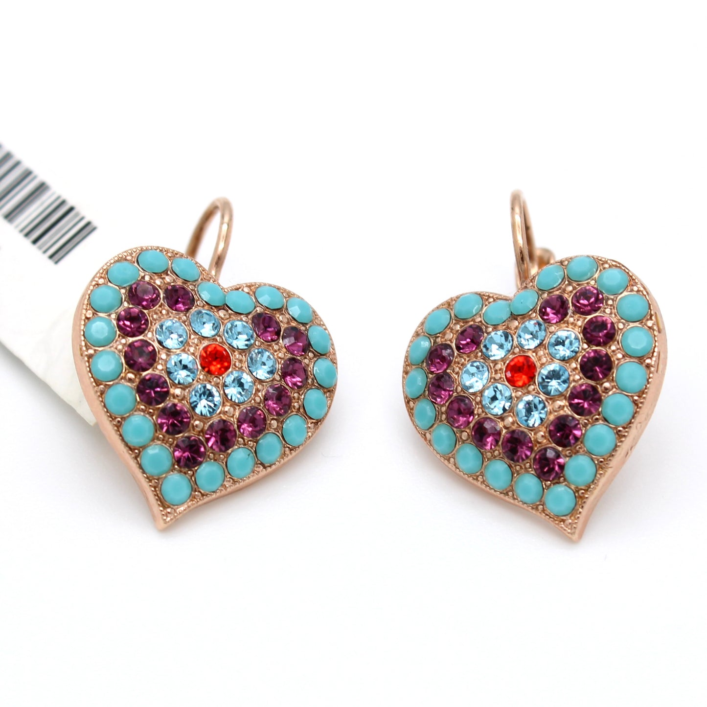 Rainbow Sherbet Collection Heart Earrings in Rose Gold