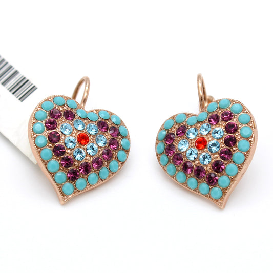 Rainbow Sherbet Collection Heart Earrings in Rose Gold