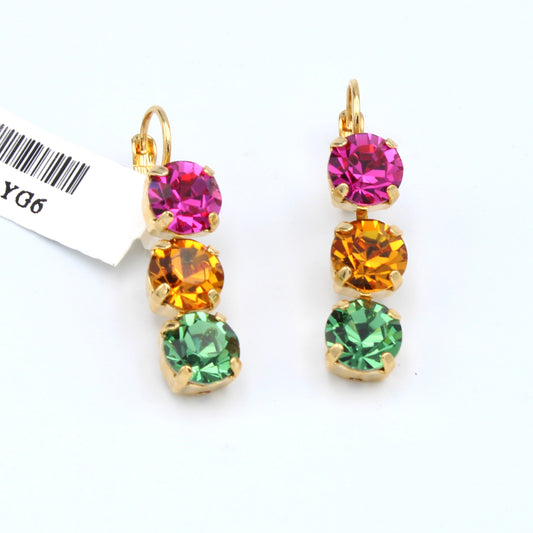 Festival Collection Medium Triple Stone Earrings in Gold