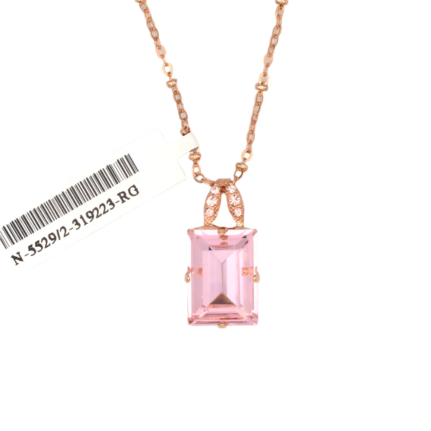 Pink Extra Luxurious Baguette Pendant in Rose Gold